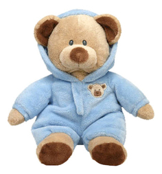 Мягкая игрушка TY Pluffies Медведь (коричневый) в голубой одежде 25 см