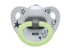 Пустышка NUK Happy Nights силикон размер 2 серая