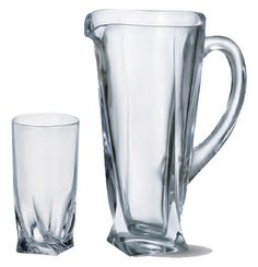 Набор для воды (кувшин 1,1 л + 6 стаканов по 350 мл) "Квадро" Crystalite Bohemia