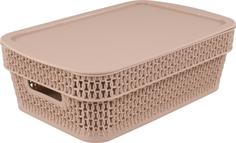 Корзина прямоугольная BranQ Ajur 3л 281х185х89 мм с крышкой кофейная