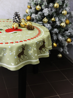 Скатерть овальная "Новогодняя карусель" 220*150 см Skatertishop