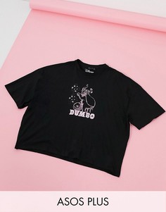 Свободная футболка с принтом "Dumbo" ASOS DESIGN Plus Disney-Черный