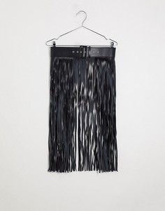 Черный ремень-юбка с бахромой ASOS DESIGN