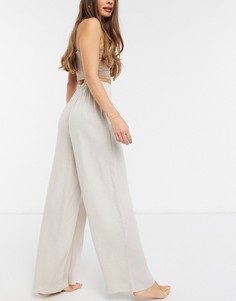 Светло-бежевые брюки для дома с широкими штанинами ASOS DESIGN-Светло-бежевый