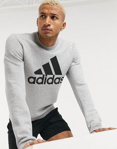 Серый свитшот с большим логотипом на груди аdidas Training BOS Adidas Performance