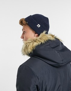 Темно-синяя короткая шапка-бини из трикотажа в рубчик Jack & Jones-Темно-синий