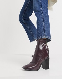 Темно-красные лакированные ботильоны на каблуке River Island-Красный