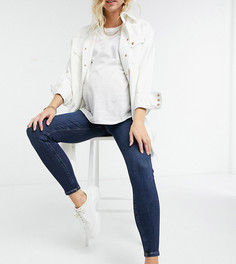 Темно-синие джинсы скинни со вставкой для живота River Island Maternity Molly-Синий