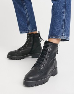 Классические черные ботинки на шнуровке в стиле милитари River Island-Черный