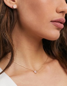 Набор из золотистого ожерелья и серег с полудрагоценными розовыми камнями French Connection-Золотой