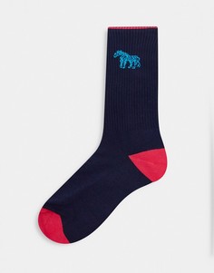 Темно-синие/розовые носки с логотипом в виде зебры Paul Smith-Темно-синий