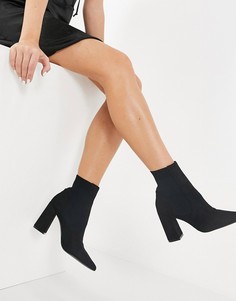 Черные ботильоны на каблуке из эластичной ткани Steve Madden Reesa-Черный
