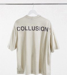 Светло-бежевая oversized-футболка с логотипом COLLUSION-Светло-бежевый