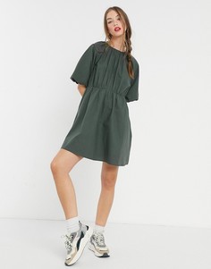 Свободное платье мини из поплина зеленого цвета ASOS DESIGN-Зеленый