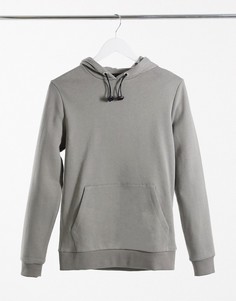 Худи серого цвета с черными эластичными шнурками-затяжками с фиксаторами ASOS DESIGN-Серый