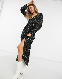 Платье макси на пуговицах с вишневым принтом в винтажном стиле ASOS DESIGN-Мульти