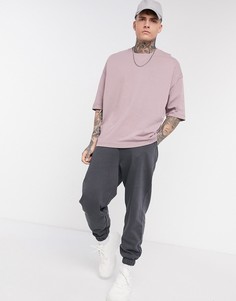 Выбеленная фиолетовая футболка в стиле oversized с рукавами длиной до локтя ASOS DESIGN-Фиолетовый