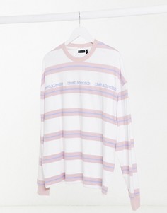 Лавандовый oversize-лонгслив в полоску с текстовым принтом "Health and Devotion" ASOS DESIGN-Фиолетовый