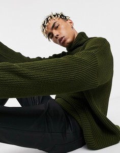 Oversized-джемпер цвета хаки с высоким воротом ASOS DESIGN-Зеленый