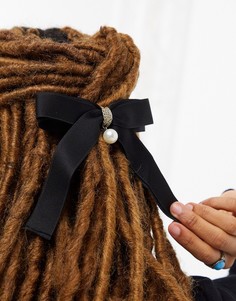 Заколка для волос с бантом черного цвета My Accessories London-Черный
