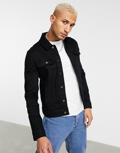 Черная приталенная джинсовая куртка в стиле вестерн ASOS DESIGN-Черный