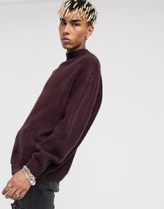 Фиолетовый пушистый свитер в стиле oversized с высоким воротником ASOS DESIGN