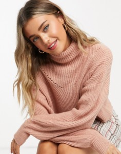 Пепельно-розовый свободный джемпер с высоким воротником ASOS DESIGN
