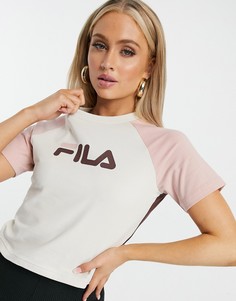 Розовый кроп-топ с логотипом Fila