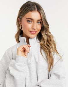 Серый oversized-свитшот с короткой молнией ASOS DESIGN