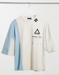 Oversized-футболка с принтом на груди, ярлыком и вставками ASOS Unrvlld Supply-Белый