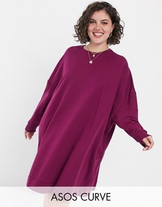 Платье-свитшот в стиле oversized темно-малинового цвета ASOS DESIGN Curve-Фиолетовый