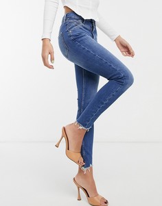Синие зауженные джинсы с завышенной талией River Island-Синий