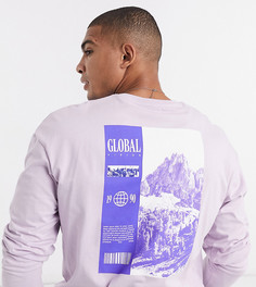 Лавандовый oversize лонгслив с принтом в виде гор на спине Jack & Jones Originals, эксклюзивно на ASOS-Фиолетовый