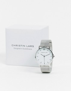 Серебристые часы с белым циферблатом Christin Lars-Серебряный