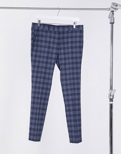 Синие зауженные брюки в клетку Topman-Синий