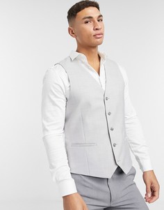 Серый двубортный жилет Topman