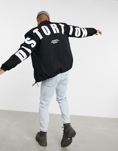 Черная спортивная куртка с принтом на спине Bershka-Черный
