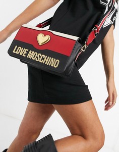 Сумка через плечо Love Moschino Sweety Heart, в цветах черный / кремовый / красный