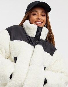 Флисовый укороченный пуховик с накладками ASOS DESIGN-Мульти