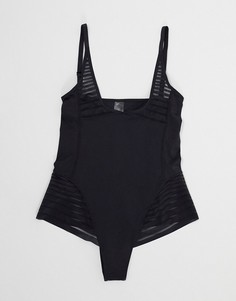 Черное моделирующее боди из гладкого переработанного материала ASOS DESIGN-Черный