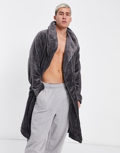 Флисовый халат для дома угольного цвета ASOS DESIGN-Серый