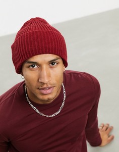 Бордовая шапка-бини в стиле oversize от ASOS DESIGN-Красный