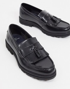 Черные лоферы из глянцевой кожи с крупными кисточками Ben Sherman-Черный