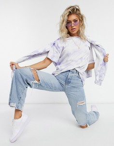 Лавандовая oversized-футболка от комплекта с принтом тай-дай Missguided x Playboy-Фиолетовый