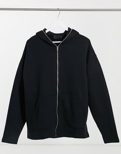Oversize-худи черного цвета на молнии ASOS DESIGN-Черный