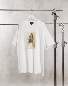 Футболка в стиле oversized с принтом и надписью "Spoiled Rotten" New Girl Order-Белый