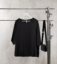 Черный атласный топ ASOS DESIGN Curve-Красный