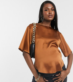Атласная футболка имбирного цвета ASOS DESIGN Maternity-Оранжевый