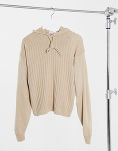 Худи коричневого цвета в рубчик от комплекта In The Style x Lorna Luxe lullaby-Коричневый