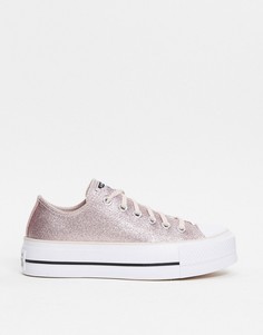 Розовые с блестками низкие кроссовки на платформе Converse Chuck Taylor All Star-Розовый